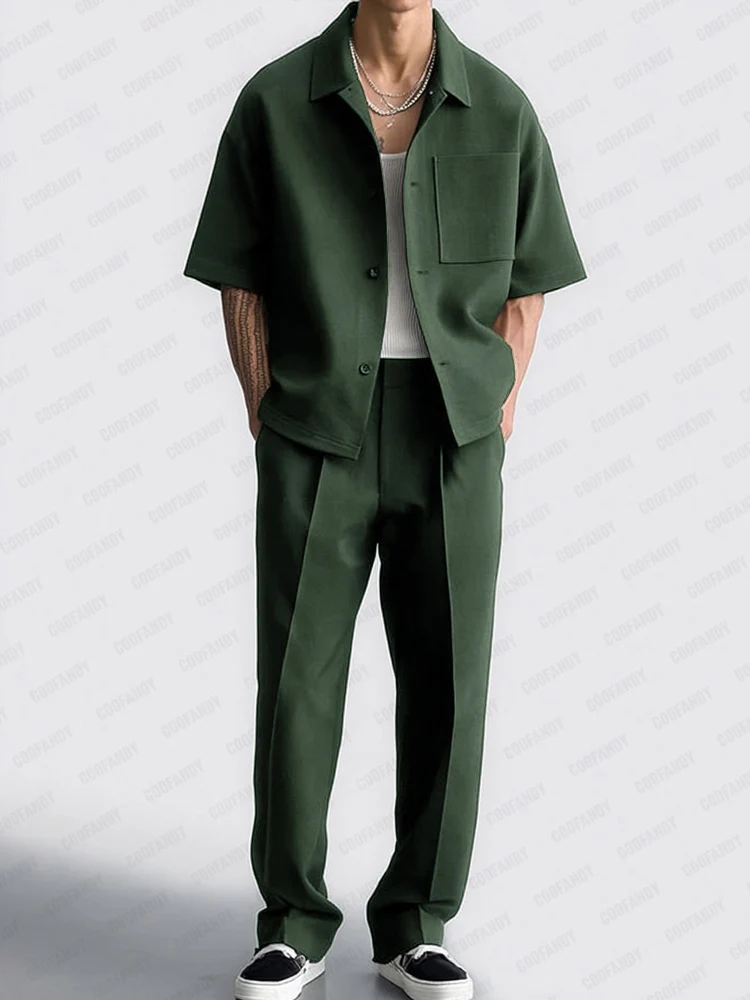 Casual Versatile Look Shirt Pants Set - Image 2