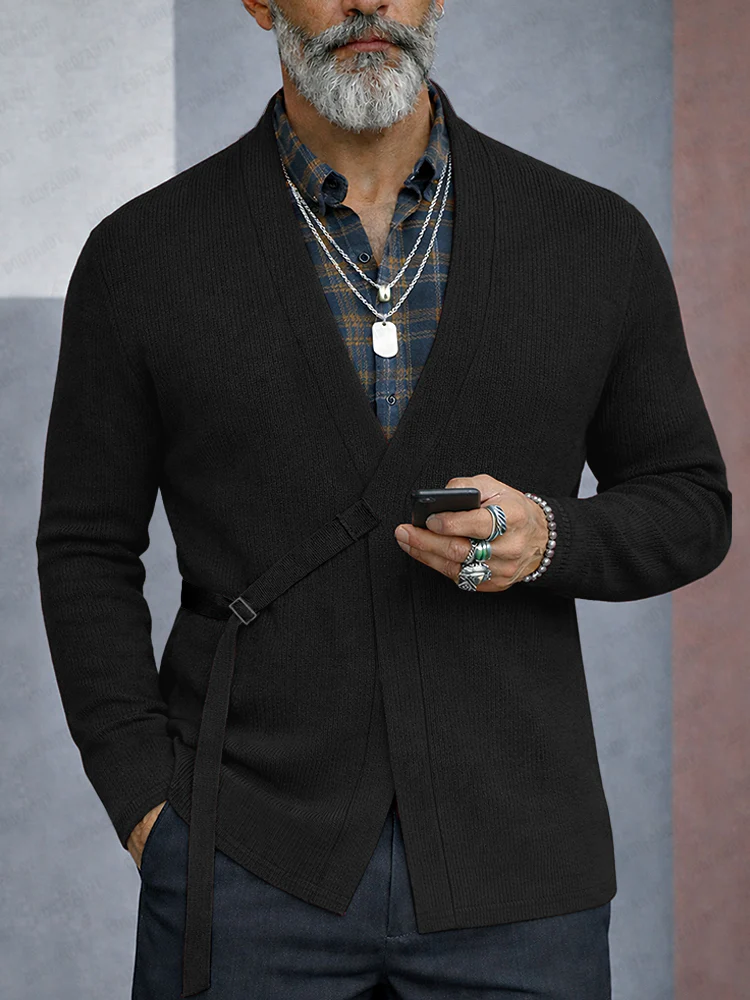 Casual Versatile Tie Front Ribbed Cardigan - Image 2