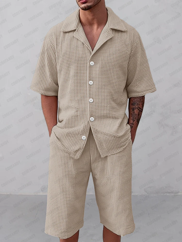 Casual Versatile Waffle Matching Set