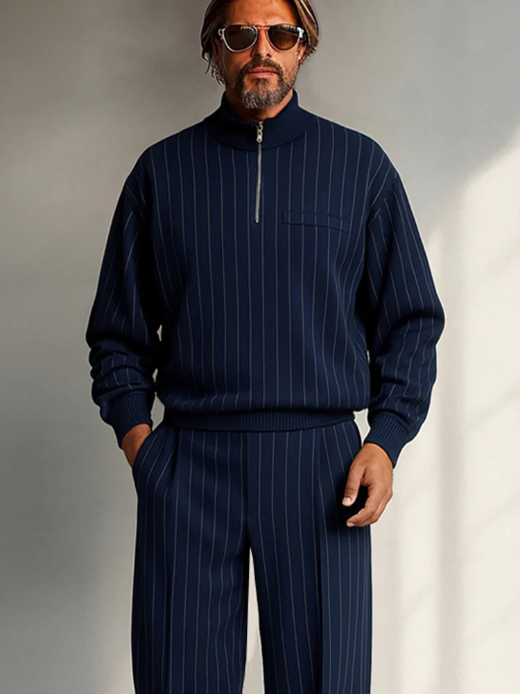 Casual Vertical Stripe Matching Set - Image 6