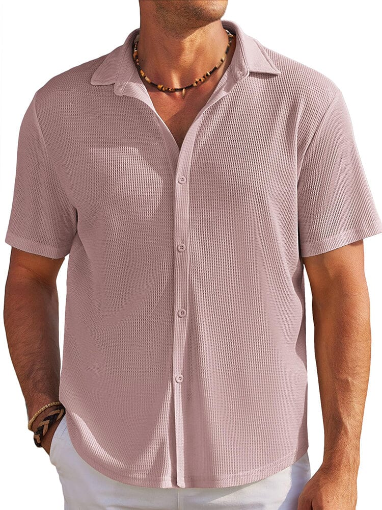 Casual Waffle Knit Button Down Shirt (US Only) - Image 11