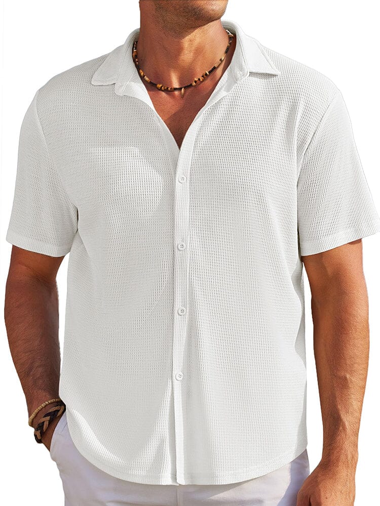 Casual Waffle Knit Button Down Shirt (US Only) - Image 3
