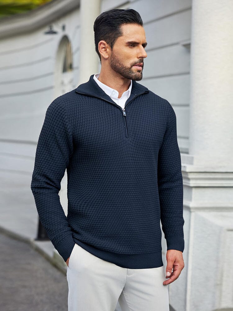 Casual Waffle Polo Sweater (US Only) - Image 13