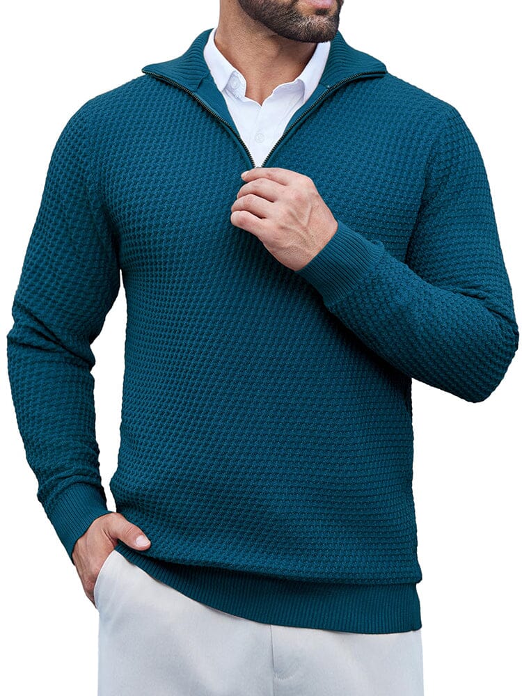 Casual Waffle Polo Sweater (US Only) - Image 7