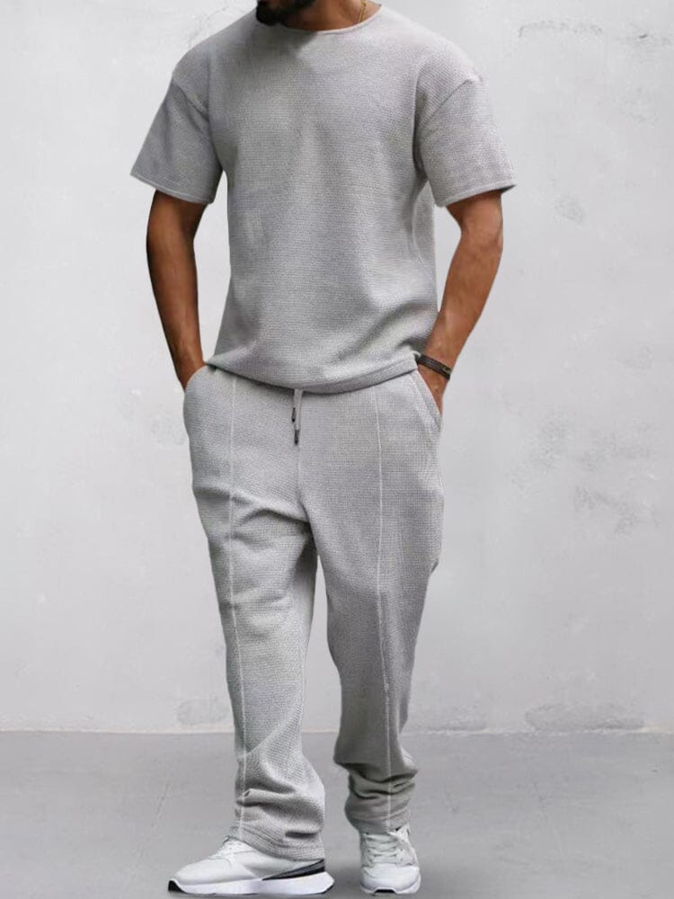 Casual Waffle T-shirt Set - Image 2