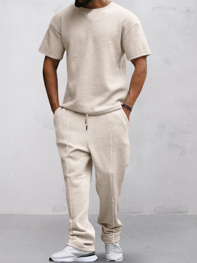 Casual Waffle T-shirt Set - Image 3