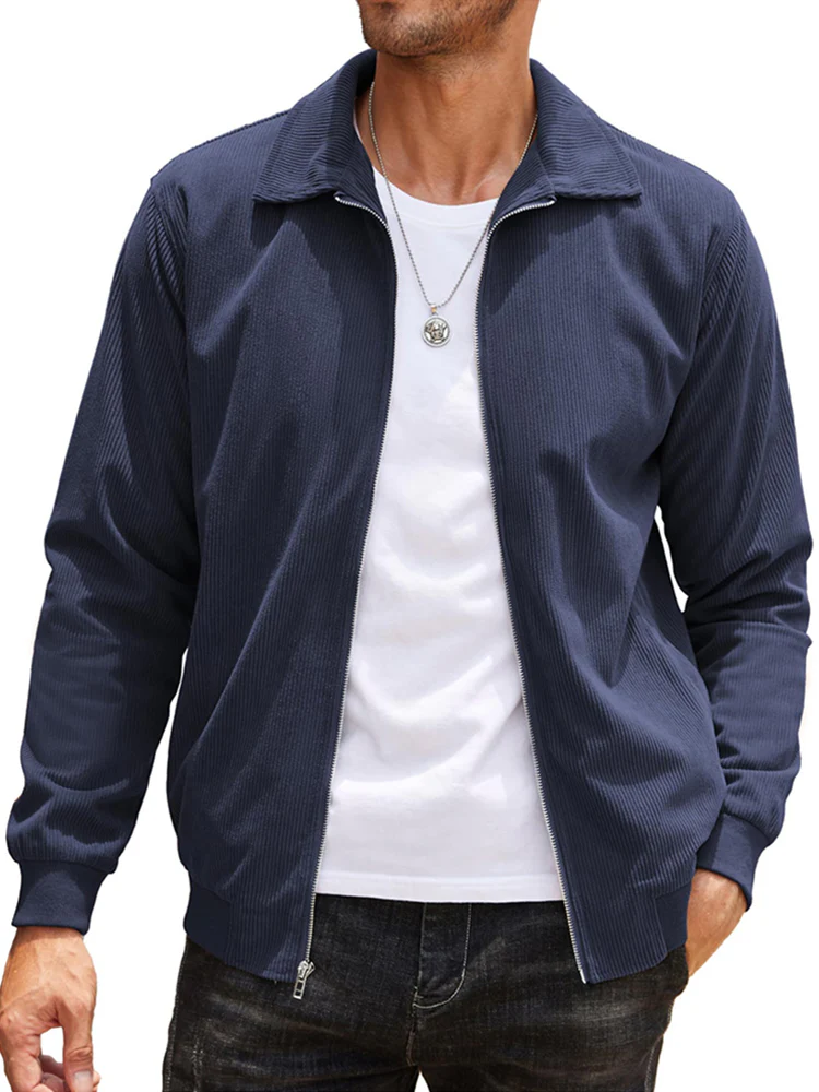 Casual Zip Up Corduroy Bomber Jacket (US Only) - Image 10