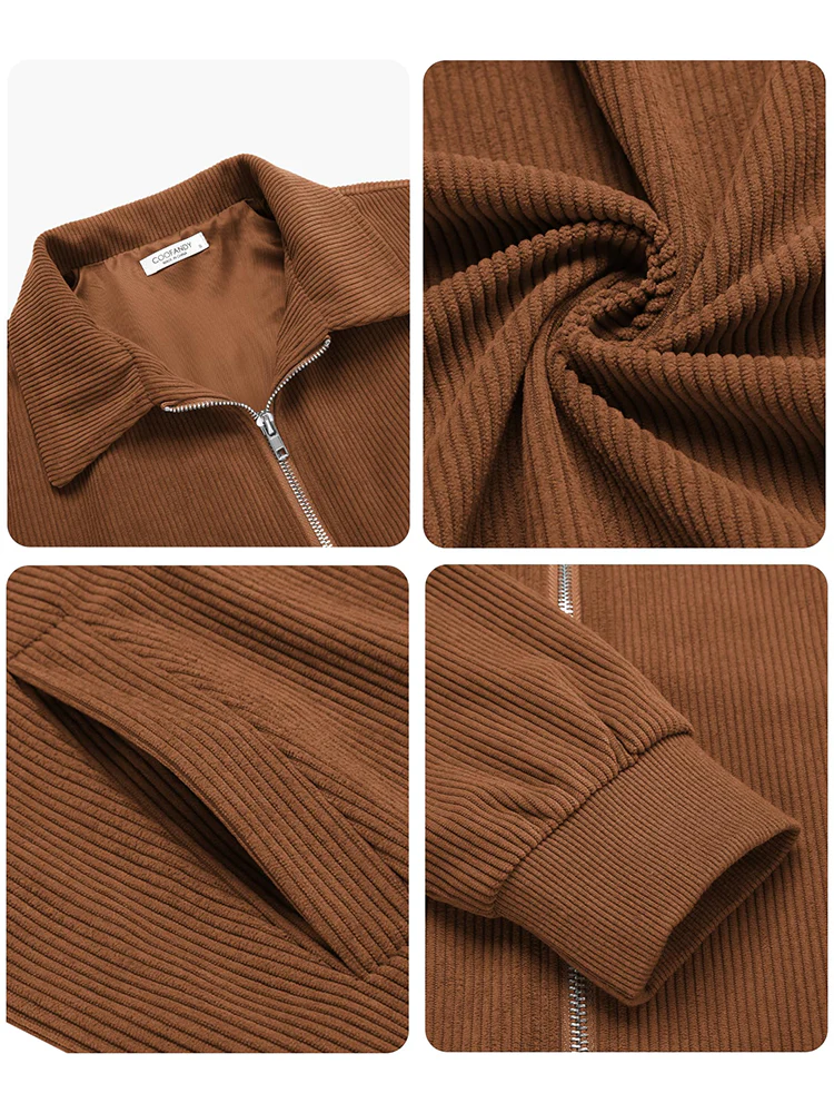 Casual Zip Up Corduroy Bomber Jacket (US Only) - Image 19