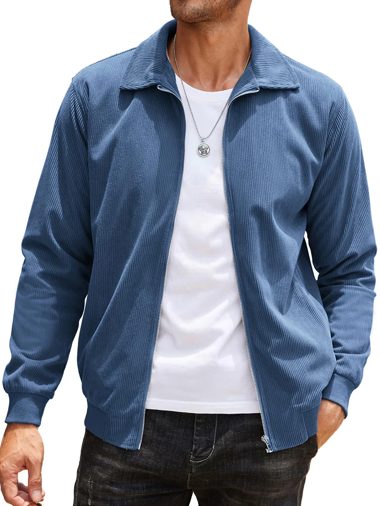 Casual Zip Up Corduroy Bomber Jacket (US Only) - Image 2