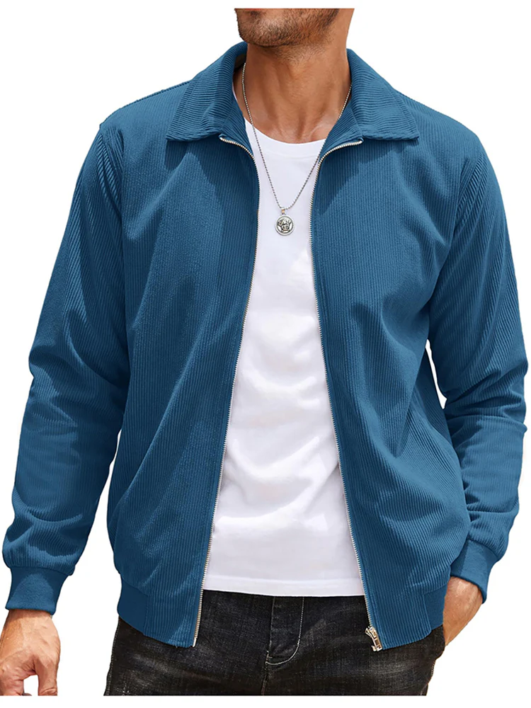 Casual Zip Up Corduroy Bomber Jacket (US Only) - Image 3