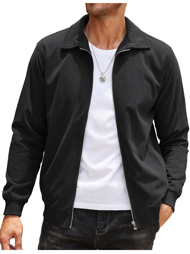 Casual Zip Up Corduroy Bomber Jacket (US Only) - Image 4