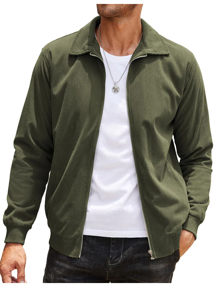 Casual Zip Up Corduroy Bomber Jacket (US Only) - Image 5