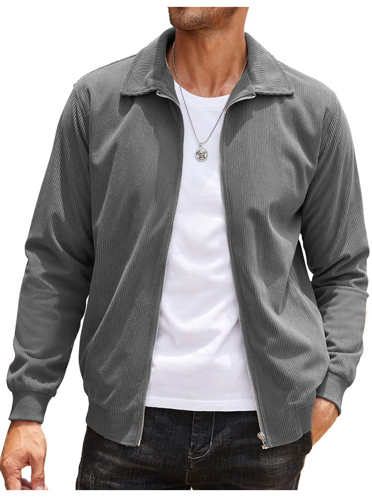 Casual Zip Up Corduroy Bomber Jacket (US Only) - Image 6