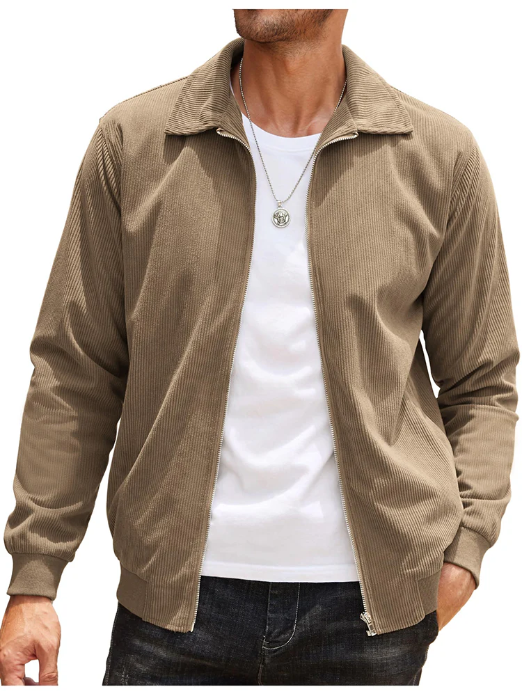 Casual Zip Up Corduroy Bomber Jacket (US Only) - Image 8
