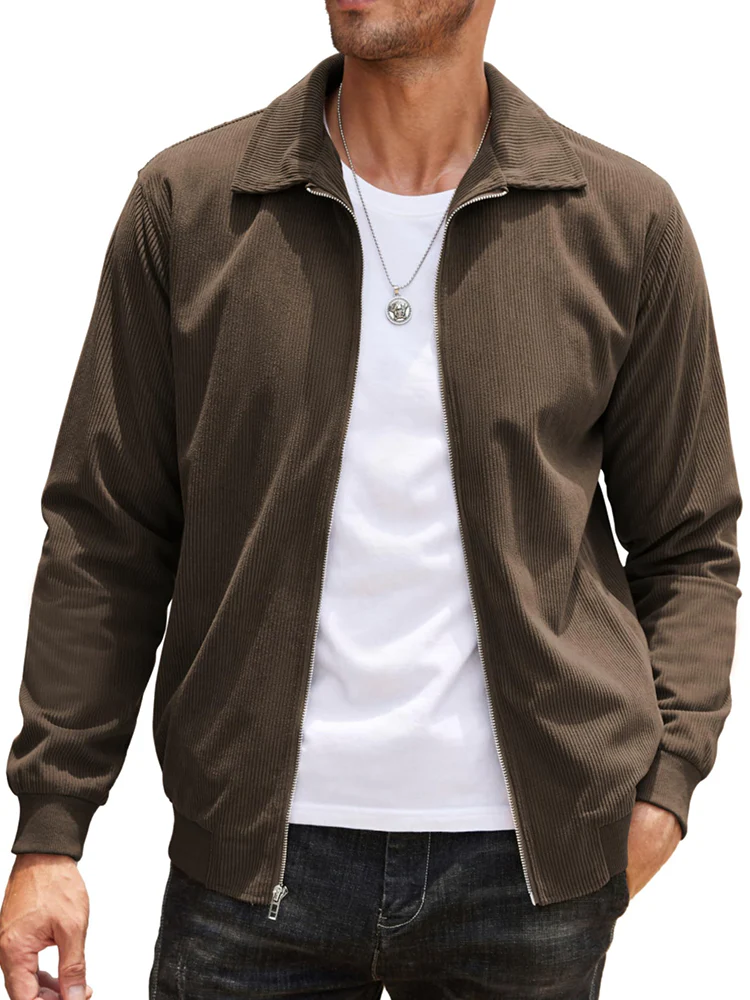 Casual Zip Up Corduroy Bomber Jacket (US Only) - Image 9