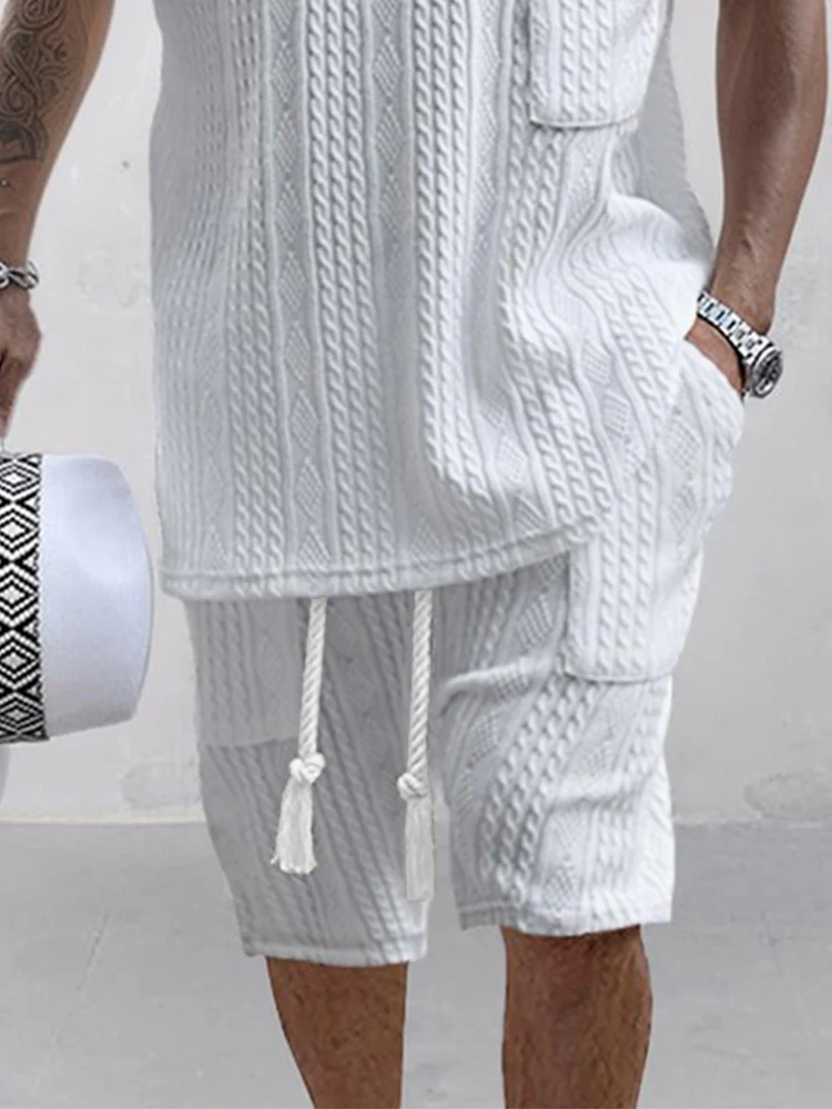 Chic Jacquard Sleeveless Casual Set - Image 4