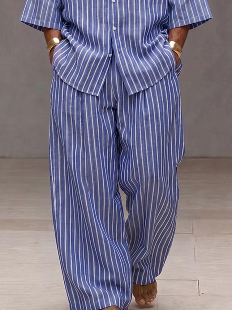 Chic Loose Fit Vertical Stripe Matching Set - Image 4