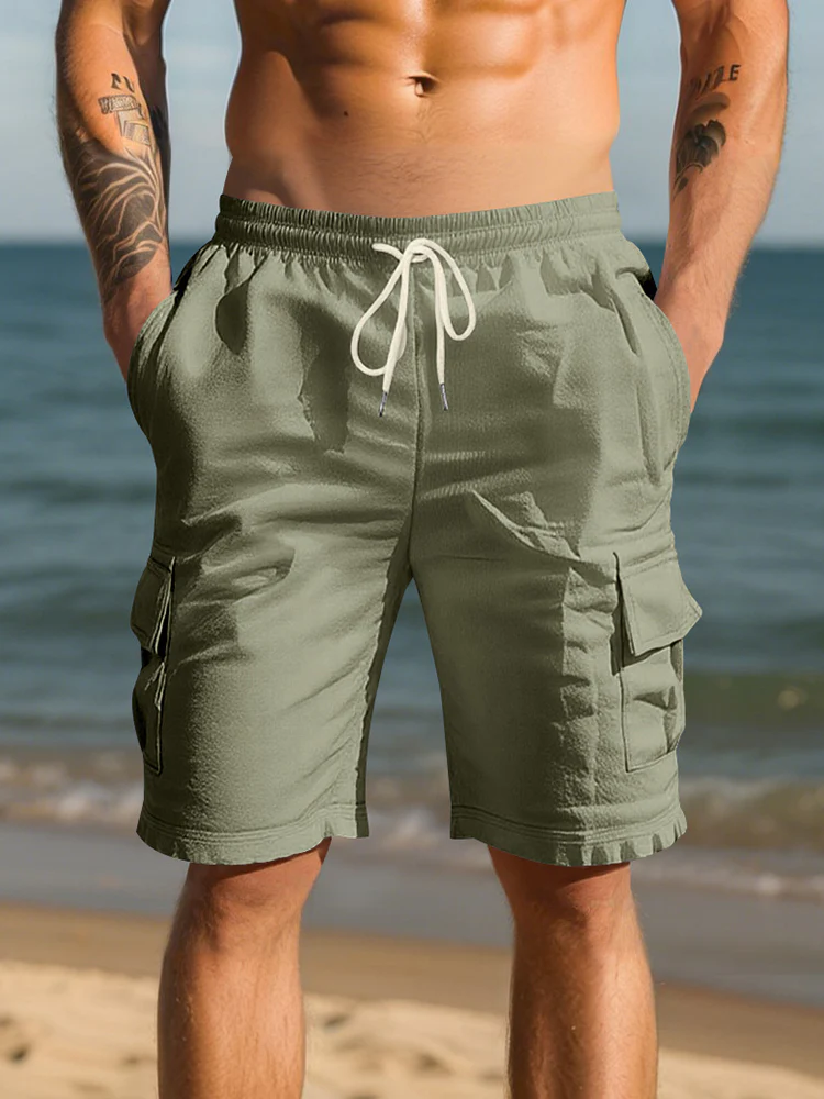 Classic Breathable Cotton Cargo Shorts - Image 5
