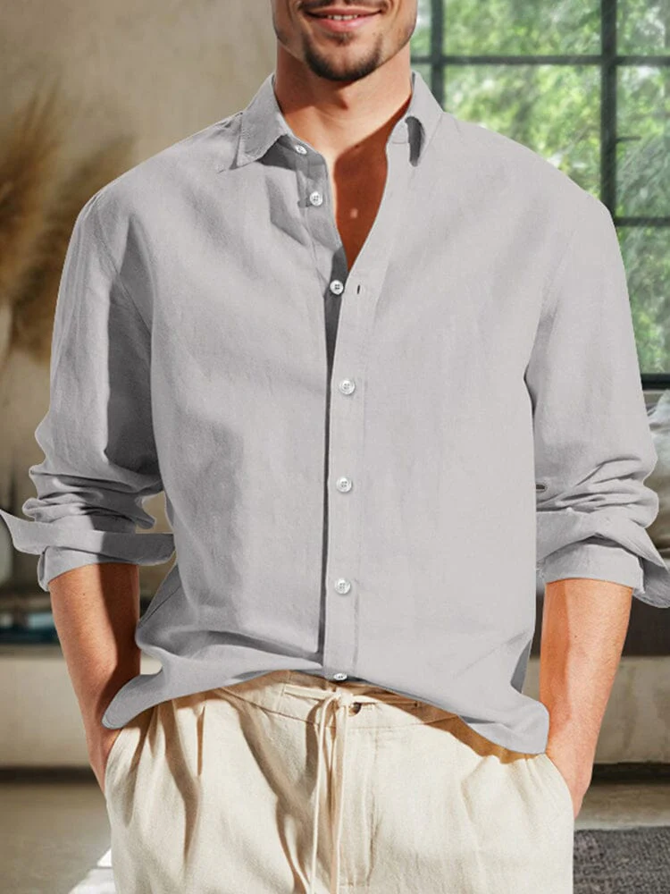 Classic Breathable Linen Blend Shirt - Image 3