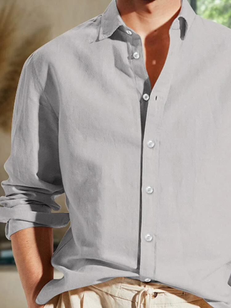 Classic Breathable Linen Blend Shirt - Image 4