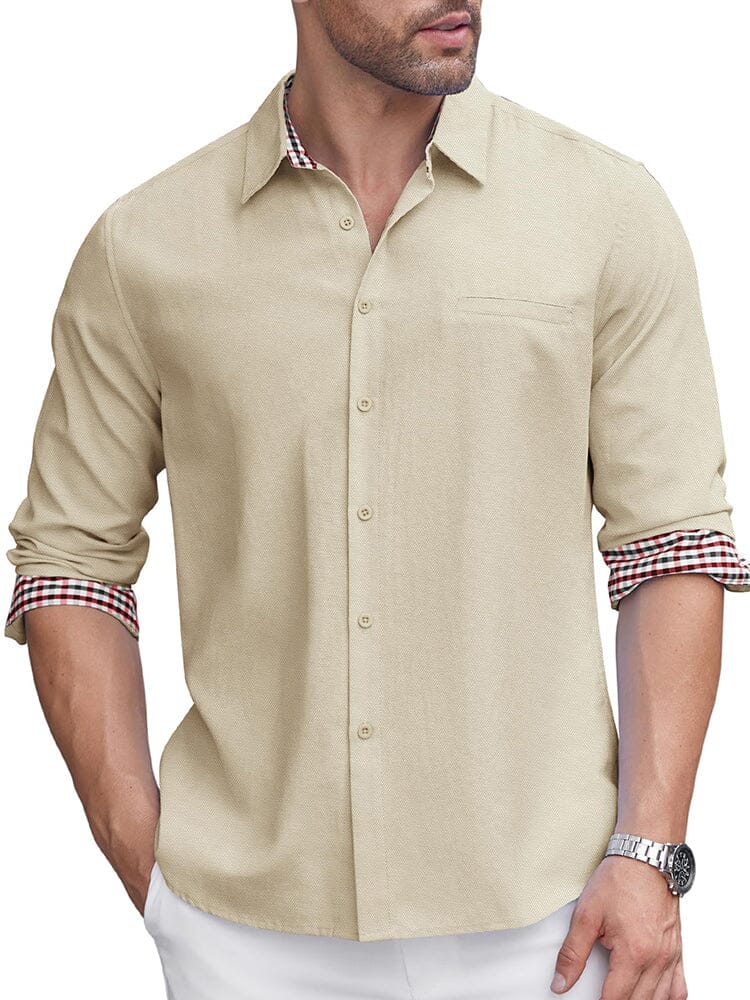 Classic Casual Plaid Splicing Shirt (US Only) - Image 2