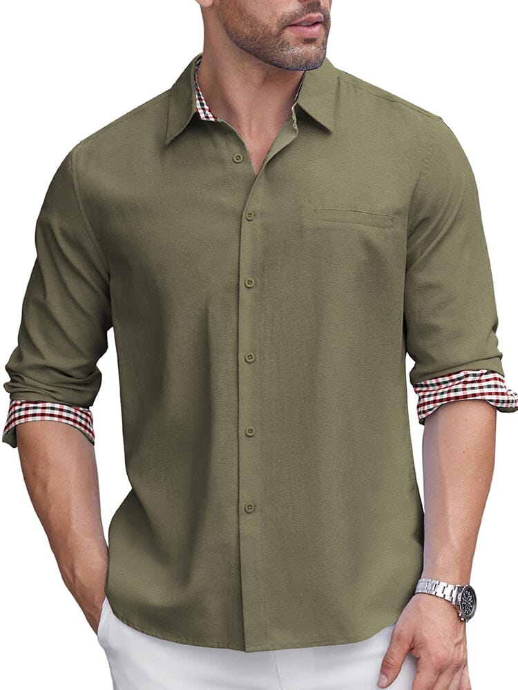 Classic Casual Plaid Splicing Shirt (US Only) - Image 3