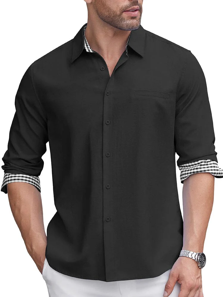 Classic Casual Plaid Splicing Shirt (US Only) - Image 4