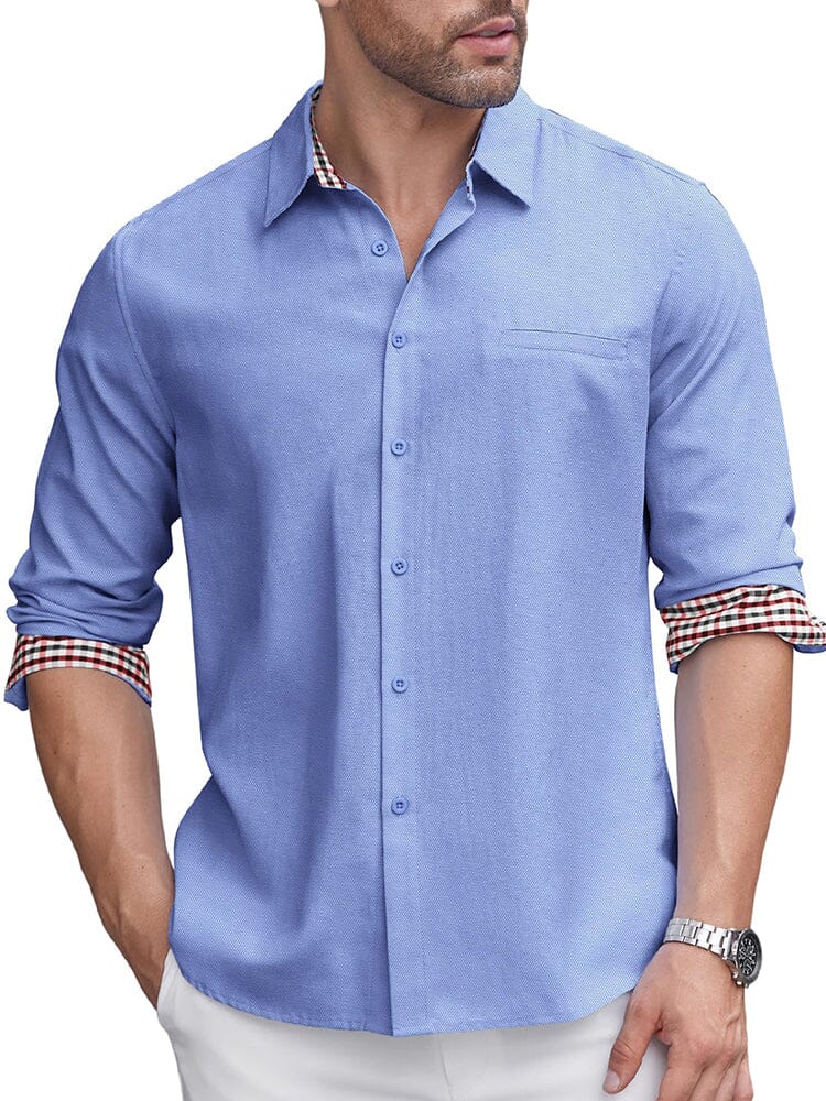 Classic Casual Plaid Splicing Shirt (US Only) - Image 5