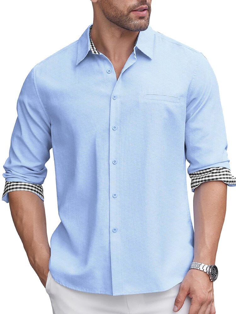 Classic Casual Plaid Splicing Shirt (US Only) - Image 6