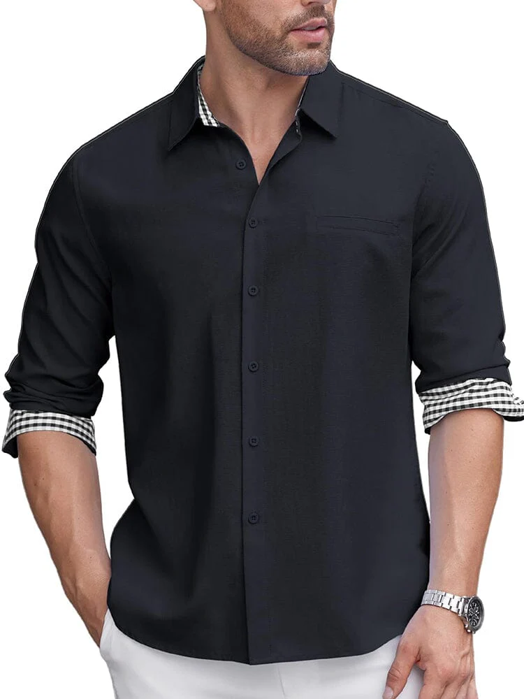 Classic Casual Plaid Splicing Shirt (US Only) - Image 7