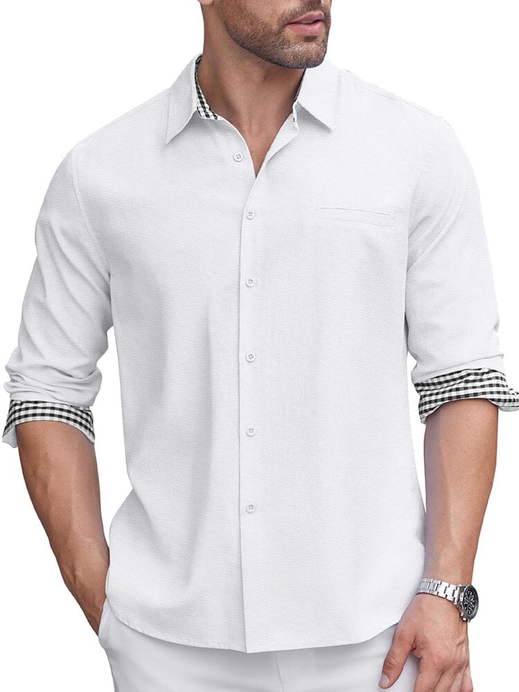 Classic Casual Plaid Splicing Shirt (US Only) - Image 8