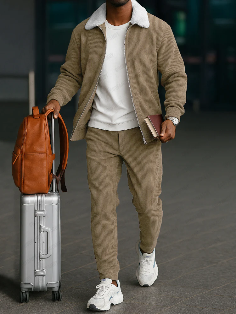Classic Corduroy Jacket and Pants Set - Image 2