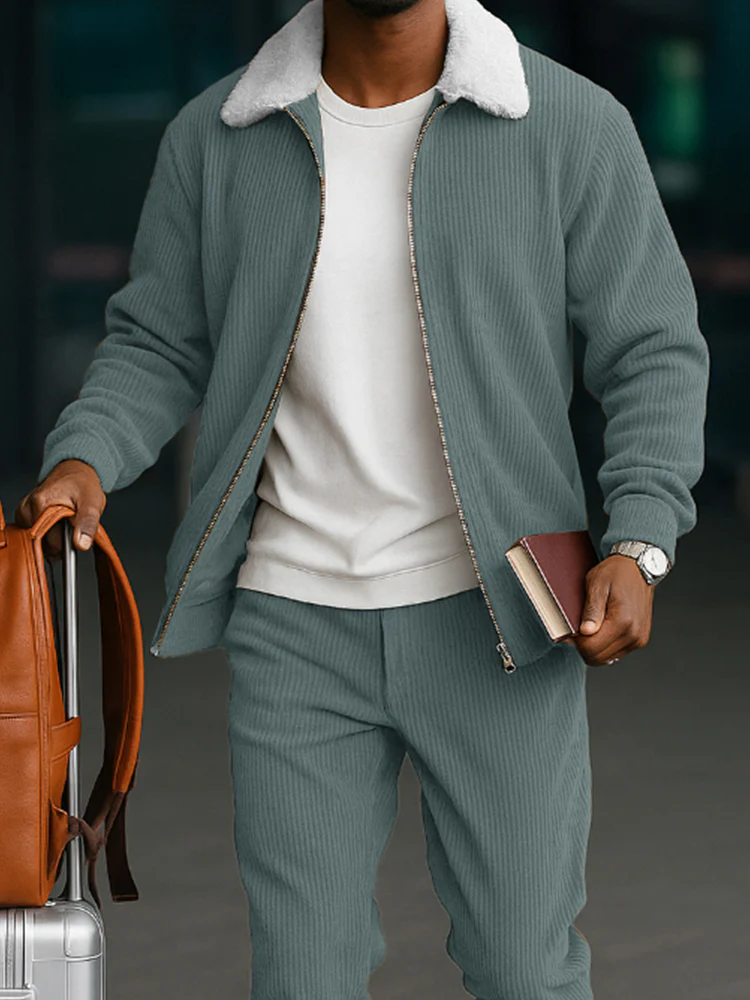 Classic Corduroy Jacket and Pants Set - Image 3