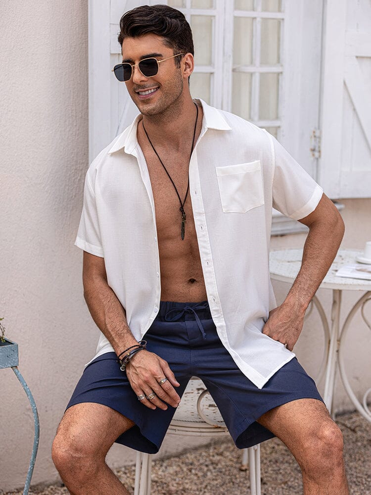 Classic Elastic Waist Linen Shorts (US Only) - Image 11