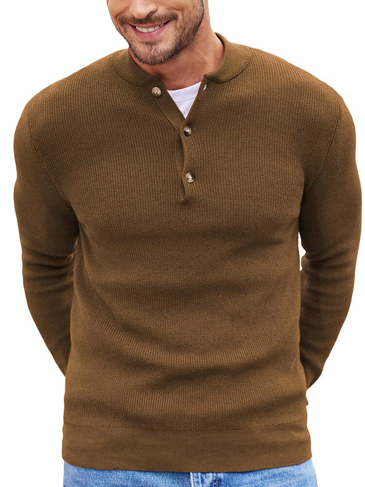 Classic Henley Collar Knit Sweater (US Only) - Image 2