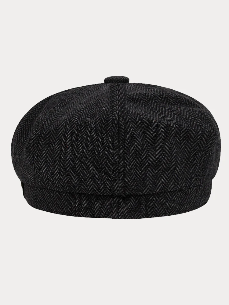 Classic Herringbone Tweed Newsboy Cap - Image 6