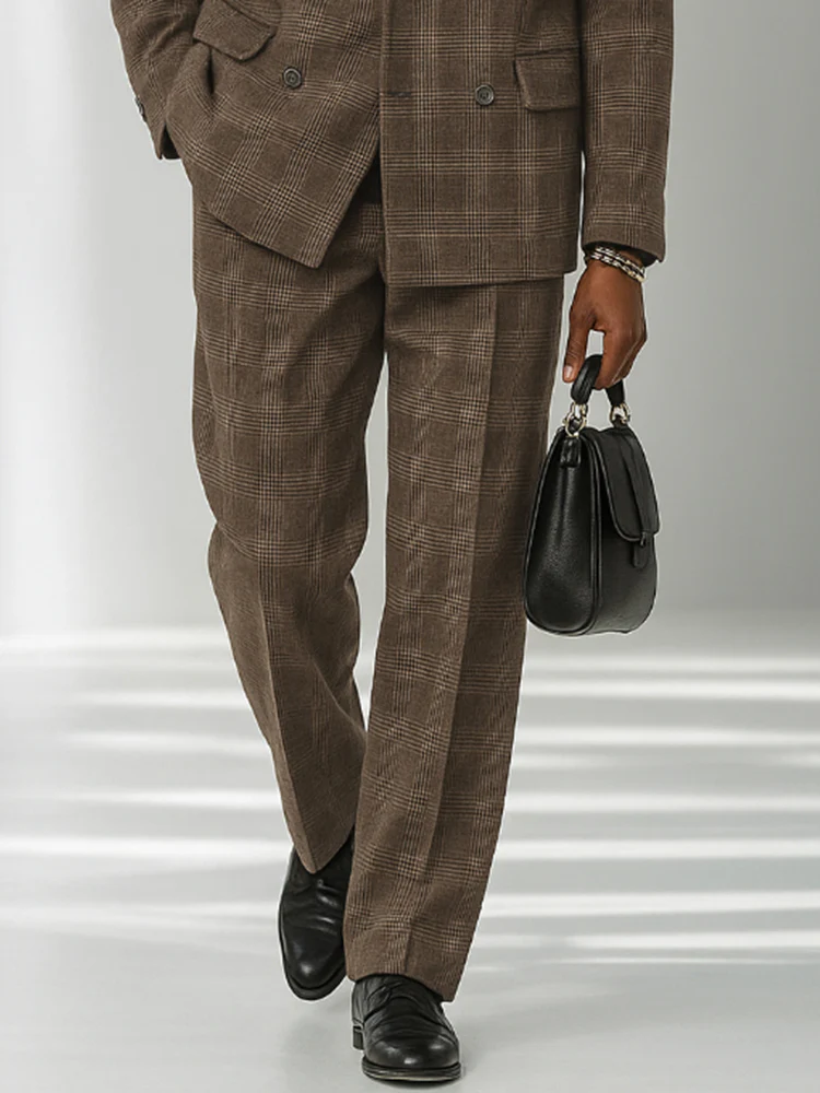 Classic Plaid Tweed Blazer Pants Set - Image 4