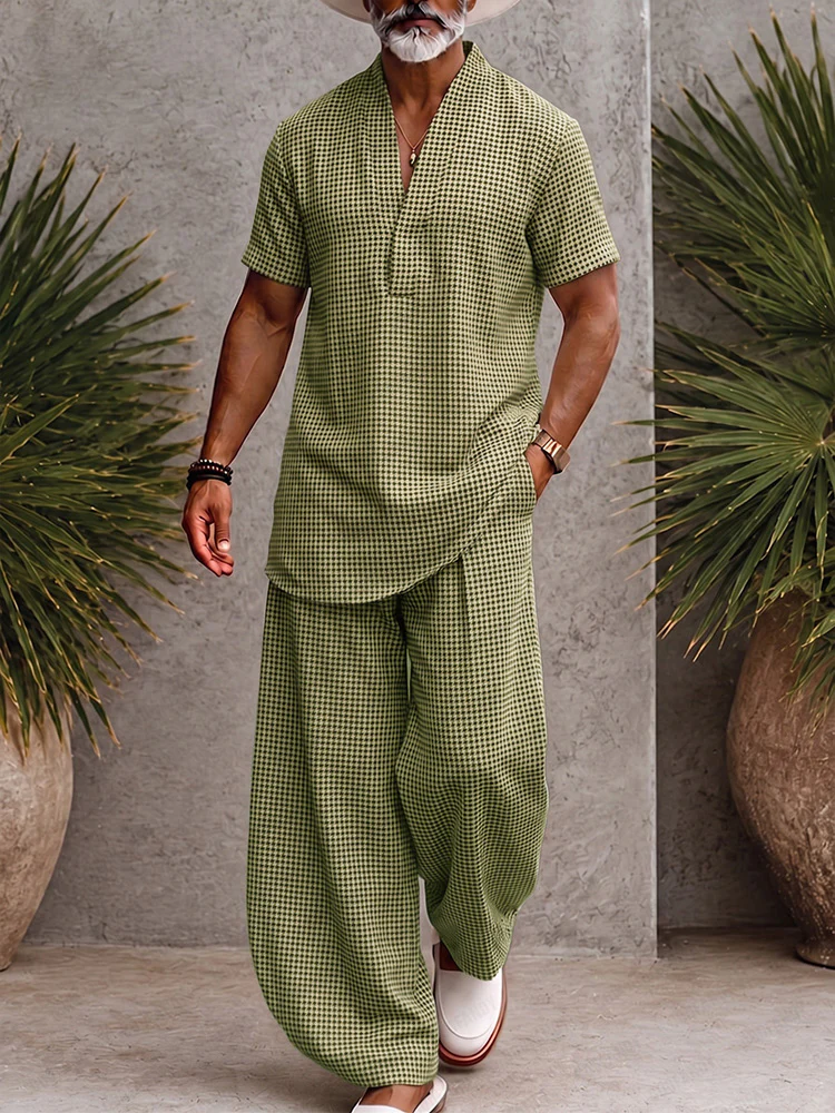 Classic Relaxed Fit Plaid Print Matching Set - Image 3