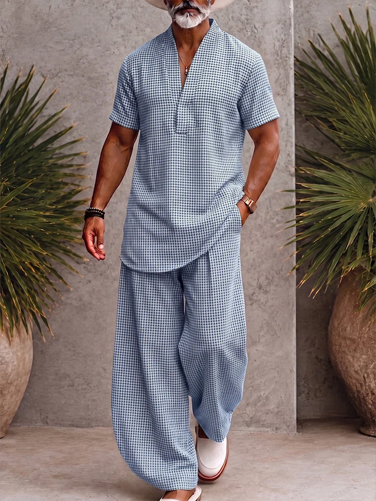Classic Relaxed Fit Plaid Print Matching Set - Image 4