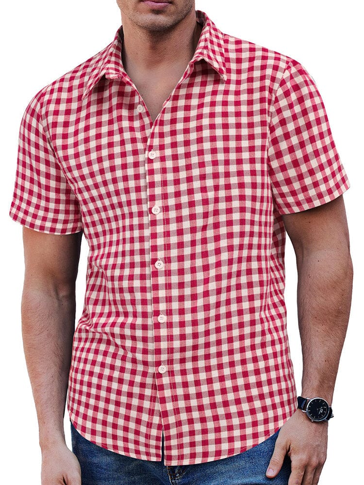 Classic Short Sleeve Checkered Shirt - Image 9