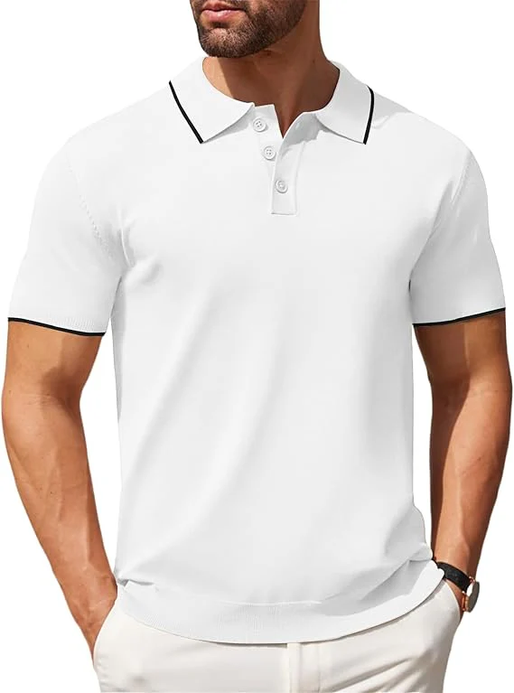 Classic Solid Color Knit Polo Shirt (US Only) - Image 13