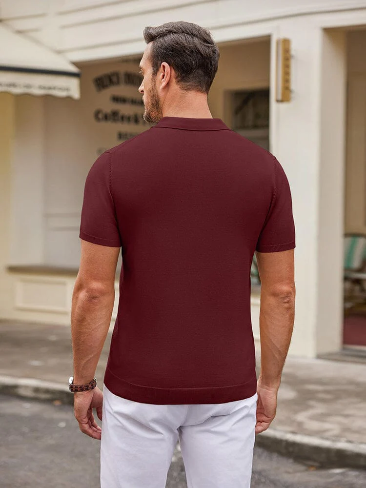 Classic Solid Color Knit Polo Shirt (US Only) - Image 19