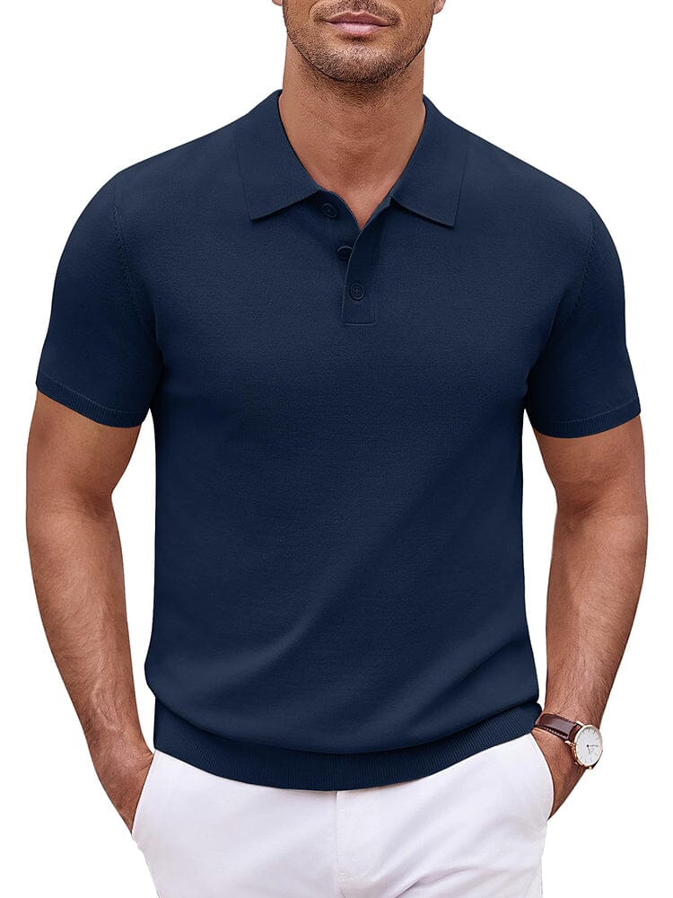 Classic Solid Color Knit Polo Shirt (US Only) - Image 4