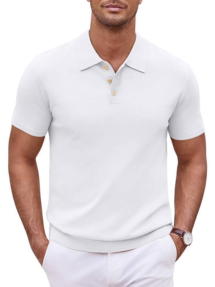 Classic Solid Color Knit Polo Shirt (US Only) - Image 7
