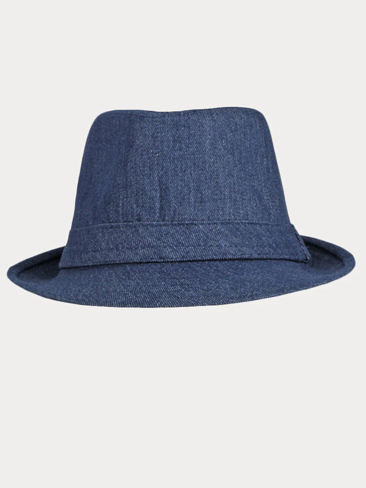 Classic Spring Summer Cotton Denim Fedora Hat - Image 10