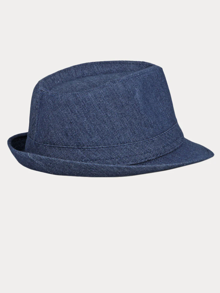 Classic Spring Summer Cotton Denim Fedora Hat - Image 12