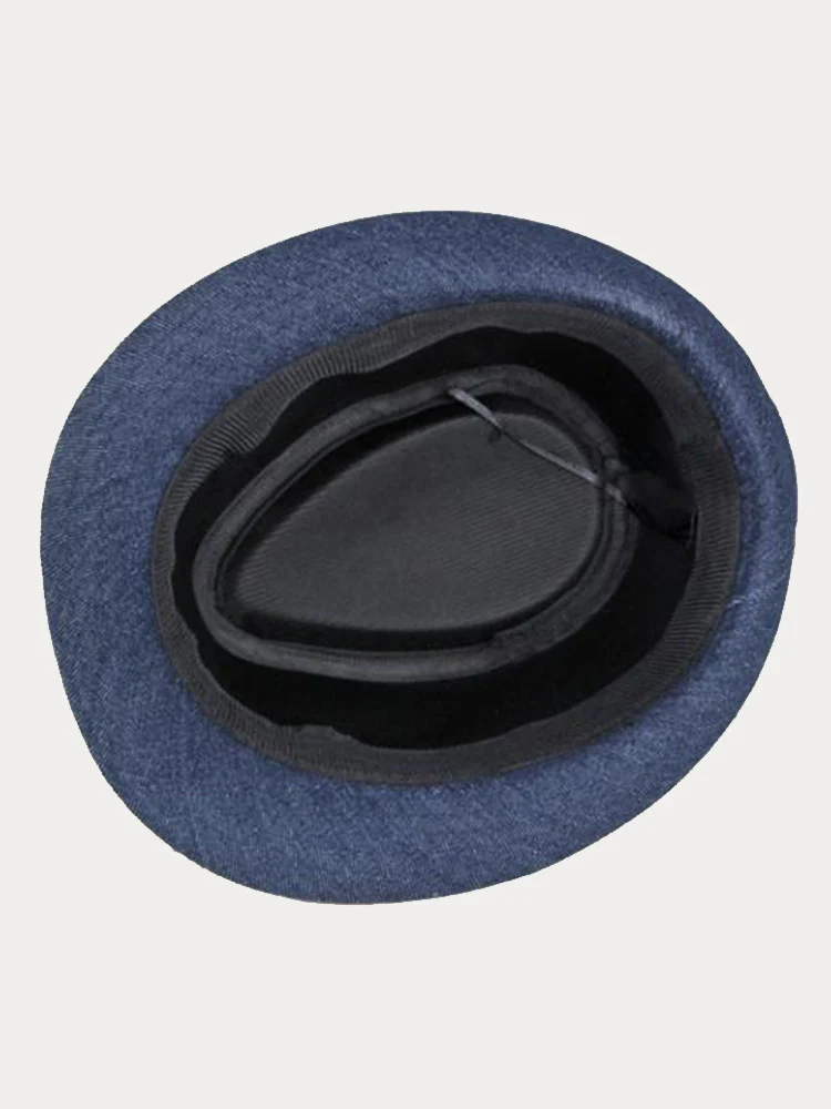 Classic Spring Summer Cotton Denim Fedora Hat - Image 15