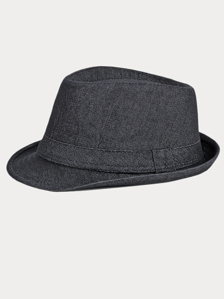 Classic Spring Summer Cotton Denim Fedora Hat - Image 2