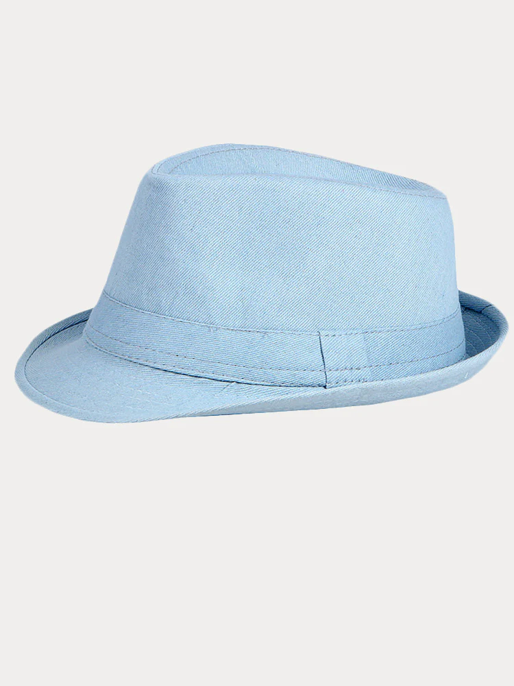 Classic Spring Summer Cotton Denim Fedora Hat - Image 3