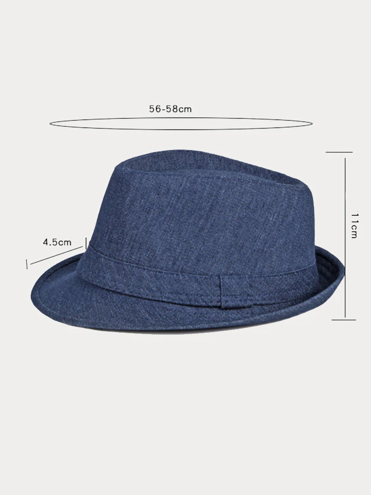 Classic Spring Summer Cotton Denim Fedora Hat - Image 4